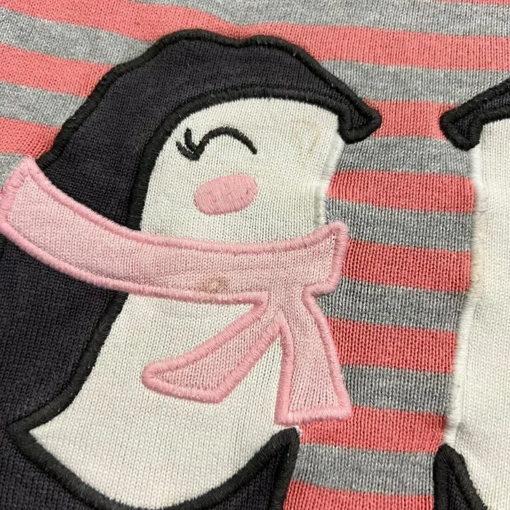 Gymboree 3T Pink Striped Penguin Appliqué Sweater Dress